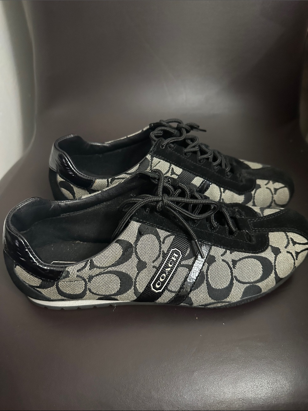 Coach Black and Silver Signature Logo Low-Top Sneaker - Picture 2 of 3